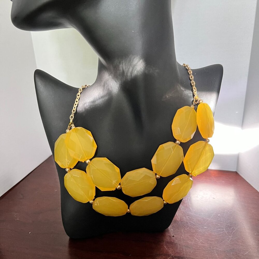 Large Yellow Crystal Multi-Strand Statement Necklace (BEAUTIFUL!)